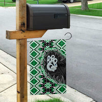 Green Taniko Motif Aotearoa Manaia and Silver Fern Garden Flag