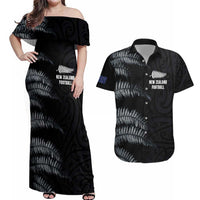 Custom New Zealand Football-Towards World Cup 2026 Couples Matching Off Shoulder Maxi Dress and Hawaiian Shirt