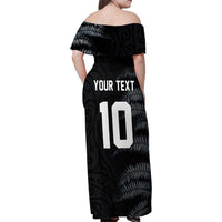 Custom New Zealand Football-Towards World Cup 2026 Family Matching Off Shoulder Maxi Dress and Hawaiian Shirt