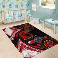 Tonga and Australia ANZAC Day Area Rug Aboriginal and Ngatu Art Pattern - Gallipoli Lest We Forget