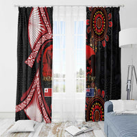 Tonga and Australia ANZAC Day Window Curtain Aboriginal and Ngatu Art Pattern - Gallipoli Lest We Forget