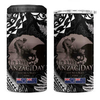 New Zealand and Cook Islands ANZAC Day 4 in 1 Can Cooler Tumbler Gallipoli Lest We Forget Tatau Art Tribal and Maori Tattoo with Fern