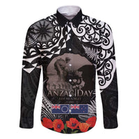 New Zealand and Cook Islands ANZAC Day Family Matching Off The Shoulder Long Sleeve Dress and Hawaiian Shirt Gallipoli Lest We Forget Tatau Art Tribal and Maori Tattoo with Fern