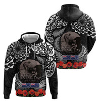 New Zealand and Cook Islands ANZAC Day Hoodie Gallipoli Lest We Forget Tatau Art Tribal and Maori Tattoo with Fern