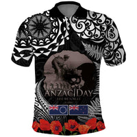 New Zealand and Cook Islands ANZAC Day Polo Shirt Gallipoli Lest We Forget Tatau Art Tribal and Maori Tattoo with Fern
