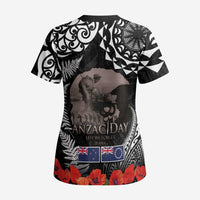 New Zealand and Cook Islands ANZAC Day Scrub Top Gallipoli Lest We Forget Tatau Art Tribal and Maori Tattoo with Fern - Polynesian Pride