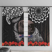 New Zealand and Cook Islands ANZAC Day Window Curtain Gallipoli Lest We Forget Tatau Art Tribal and Maori Tattoo with Fern