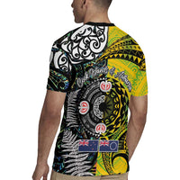 New Zealand and Cook Islands Together Rugby Jersey Tatau Art Tribal Pattern-Maori Tattoo with Fern and Paua Shell