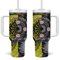 New Zealand and Cook Islands Together Tumbler With Handle Tatau Art Tribal Pattern-Maori Tattoo with Fern and Paua Shell