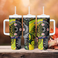 New Zealand and Cook Islands Together Tumbler With Handle Tatau Art Tribal Pattern-Maori Tattoo with Fern and Paua Shell
