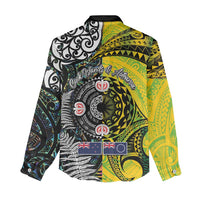 New Zealand and Cook Islands Together Women Casual Shirt Tatau Art Tribal Pattern-Maori Tattoo with Fern and Paua Shell