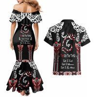 Aotearoa Toitu Te Tiriti-Maori Taniwha Couples Matching Mermaid Dress and Hawaiian Shirt Toitu Te Whenua Toitu Te Reo Maori
