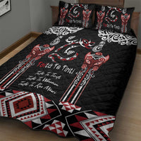 Aotearoa Toitu Te Tiriti-Maori Taniwha Quilt Bed Set Toitu Te Whenua Toitu Te Reo Maori