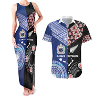 Personalised Aotearoa and Samoa Together Couples Matching Tank Maxi Dress and Hawaiian Shirt Tatau Art Tattoos-Taniko and Tukutuku with Maori Pattern