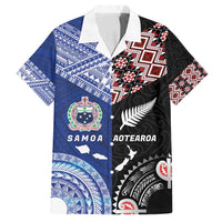Personalised Aotearoa and Samoa Together Family Matching Tank Maxi Dress and Hawaiian Shirt Tatau Art Tattoos-Taniko and Tukutuku with Maori Pattern LT03 Dad's Shirt - Short Sleeve Black - Polynesian Pride