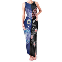 Personalised Aotearoa and Samoa Together Family Matching Tank Maxi Dress and Hawaiian Shirt Tatau Art Tattoos-Taniko and Tukutuku with Maori Pattern LT03 Mom's Dress Black - Polynesian Pride