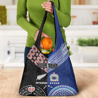Personalised Aotearoa and Samoa Together Grocery Bag Tatau Art Tattoos-Taniko and Tukutuku with Maori Pattern