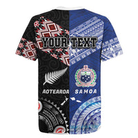 Personalised Aotearoa and Samoa Together Rugby Jersey Tatau Art Tattoos-Taniko and Tukutuku with Maori Pattern