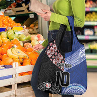 Custom Aotearoa and Samoa Rugby Grocery Bag Maori Warrior and Teuila Emblem-Tatau with Taniko Art