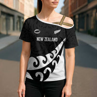 Custom NZ Rugby Cross Shoulder Shirt Koru and Silver Fern Sporty Style