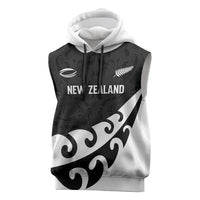 Custom NZ Rugby Sleeveless Hoodie Koru and Silver Fern Sporty Style