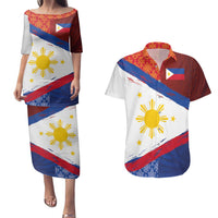 Philippines National Flag Day Couples Matching Puletasi and Hawaiian Shirt Polynesian and Yakan Tattoo Brush Style