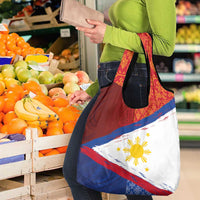 Philippines National Flag Day Grocery Bag Polynesian and Yakan Tattoo Brush Style