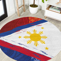 Philippines National Flag Day Round Carpet Polynesian and Yakan Tattoo Brush Style