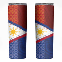 Philippines National Flag Day Skinny Tumbler Polynesian and Yakan Tattoo Brush Style