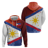 Philippines National Flag Day Zip Hoodie Polynesian and Yakan Tattoo Brush Style