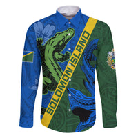 Solomon Island Crocodile and Shark Family Matching Long Sleeve Bodycon Dress and Hawaiian Shirt Polynesian Pattern