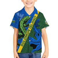 Solomon Island Crocodile and Shark Family Matching Long Sleeve Bodycon Dress and Hawaiian Shirt Polynesian Pattern