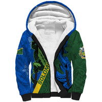 Solomon Island Crocodile and Shark Sherpa Hoodie Polynesian Pattern LT03 Unisex Blue - Polynesian Pride