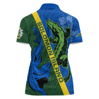 Solomon Island Crocodile and Shark Women Polo Shirt Polynesian Pattern