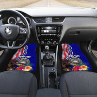 Personalised American Samoa and United States Car Mats Bald Eagle and Seal Hibiscus Polynesian Pattern