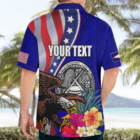 Personalised American Samoa and United States Hawaiian Shirt Bald Eagle and Seal Hibiscus Polynesian Pattern LT03 - Polynesian Pride