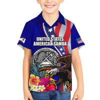 Personalised American Samoa and United States Hawaiian Shirt Bald Eagle and Seal Hibiscus Polynesian Pattern LT03 - Polynesian Pride