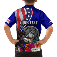 Personalised American Samoa and United States Hawaiian Shirt Bald Eagle and Seal Hibiscus Polynesian Pattern LT03 - Polynesian Pride