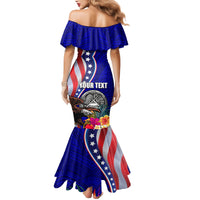 Personalised American Samoa and United States Mermaid Dress Bald Eagle and Seal Hibiscus Polynesian Pattern LT03 - Polynesian Pride