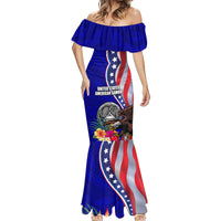 Personalised American Samoa and United States Mermaid Dress Bald Eagle and Seal Hibiscus Polynesian Pattern LT03 - Polynesian Pride