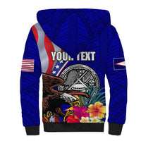 Personalised American Samoa and United States Sherpa Hoodie Bald Eagle and Seal Hibiscus Polynesian Pattern LT03 - Polynesian Pride