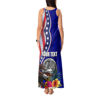 Personalised American Samoa and United States Tank Maxi Dress Bald Eagle and Seal Hibiscus Polynesian Pattern LT03 - Polynesian Pride