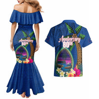 Guam Liberation Day 80th Anniversary Couples Matching Mermaid Dress and Hawaiian Shirt Palm Tree and Seal Artwork Hibiscus Polynesian Pattern LT03 - Polynesian Pride