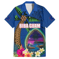 Guam Liberation Day 80th Anniversary Hawaiian Shirt Palm Tree and Seal Artwork Hibiscus Polynesian Pattern