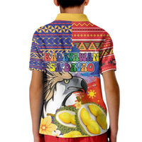 Philippines Kadayawan Kid Polo Shirt Filipino Eagle Durian with Polynesian and Igorots Pattern LT03 - Polynesian Pride