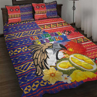 Philippines Kadayawan Quilt Bed Set Filipino Eagle Durian with Polynesian and Igorots Pattern LT03 Red - Polynesian Pride