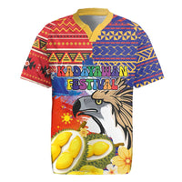 Philippines Kadayawan Rugby Jersey Filipino Eagle Durian with Polynesian and Igorots Pattern