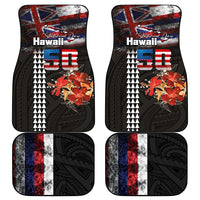 Hawaii Statehood Day Car Mats 50th state of the United States Kakau Tattoos and Hibiscus Grunge - Polynesian Pride