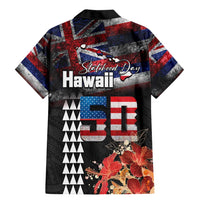 Hawaii Statehood Day Family Matching Mermaid Dress and Hawaiian Shirt 50th state of the United States Kakau Tattoos and Hibiscus Grunge - Polynesian Pride