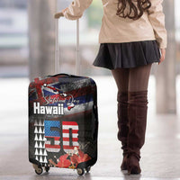 Hawaii Statehood Day Luggage Cover 50th state of the United States Kakau Tattoos and Hibiscus Grunge - Polynesian Pride